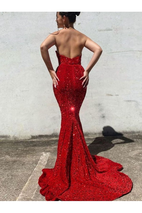 Sleeveless Sweetheart Velvet Sequin Mermaid Prom Dress / Evening Gown Newcastle