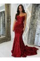 Sleeveless Burgundy Sweetheart Velvet Sequin Sheath Evening Dress Newcastle