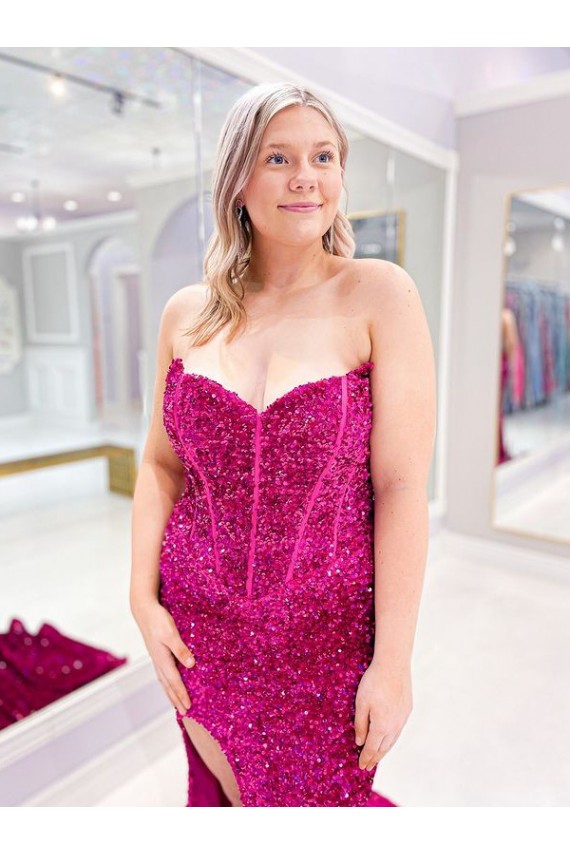 Sleeveless Sweetheart Velvet Sequin Sheath Evening Dress Newcastle