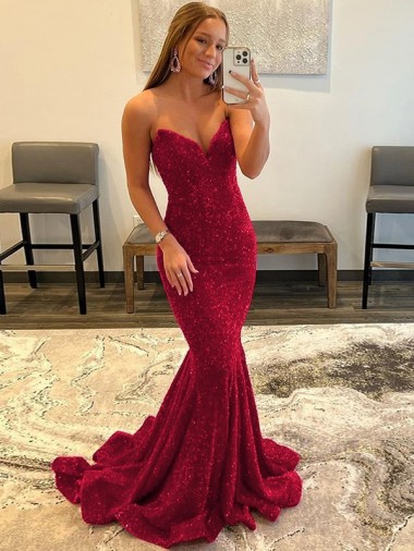 Sleeveless Burgundy Sweetheart Velvet Sequin Sheath Prom Dress Newcastle