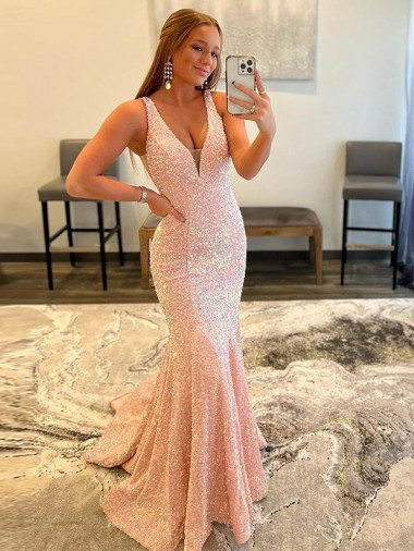 Sleeveless V-Neck Velvet Sequin Sheath Evening Dresses Newcastle