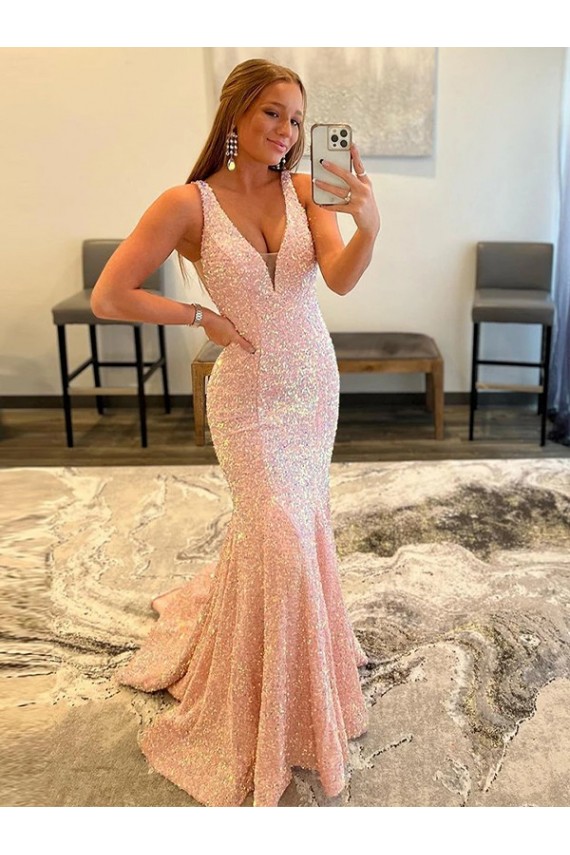 Sleeveless V-Neck Velvet Sequin Sheath Evening Dresses Newcastle