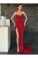Sleeveless Red V-Neck Velvet Sequin Sheath Evening Gown / Prom Dress Newcastle