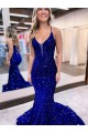 Sleeveless V-Neck Velvet Sequin Mermaid Prom Dress Newcastle