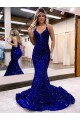 Sleeveless V-Neck Velvet Sequin Mermaid Prom Dress Newcastle