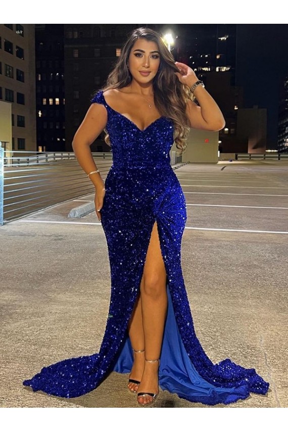 Sleeveless V-Neck Velvet Sequin Sheath Dress Newcastle