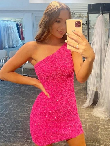 Sleeveless One Shoulder Short Velvet Sequin Sheath Evening Gown Newcastle