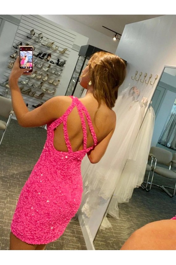 Sleeveless One Shoulder Short Velvet Sequin Sheath Evening Gown Newcastle