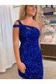 Sleeveless Fuchsia One Shoulder Velvet Sequin Sheath Prom Dresses Newcastle