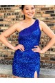 Sleeveless One Shoulder Velvet Sequin Sheath Homecoming Dresses Newcastle