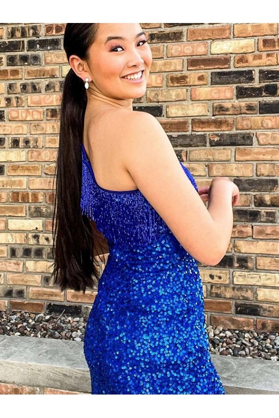 Sleeveless One Shoulder Velvet Sequin Sheath Homecoming Dresses Newcastle