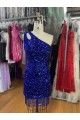 Sleeveless One Shoulder Velvet Sequins Sheath Homecoming Dress Newcastle