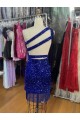 Sleeveless One Shoulder Velvet Sequins Sheath Homecoming Dress Newcastle