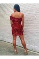 Sleeveless One Shoulder Velvet Sequin Sheath Prom Dress Newcastle