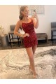 Sleeveless Burgundy Spaghetti Straps Velvet Sequin Sheath Prom Dress / Evening Gown Newcastle