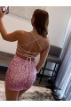 Sleeveless Hot Pink Spaghetti Straps Velvet Sequin Sheath Evening Dress Newcastle