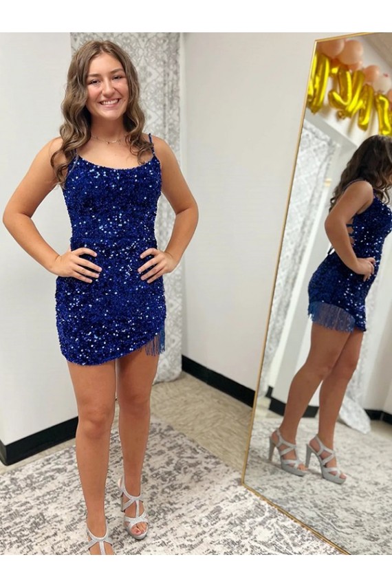 Sleeveless Spaghetti Straps Velvet Sequin Sheath Prom Dress Newcastle