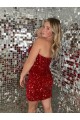 Sleeveless Burgundy Sweetheart Velvet Sequin Sheath Evening Dresses Newcastle