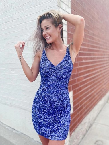 Sleeveless V-Neck Velvet Sequin Sheath Evening Dress Newcastle