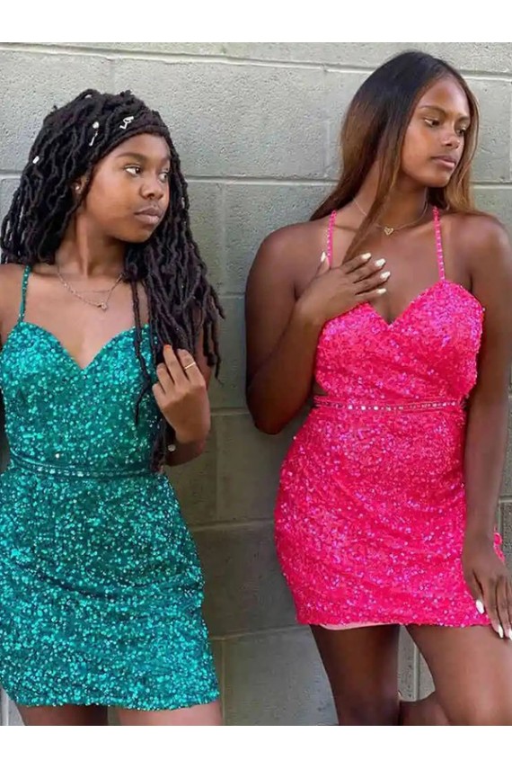 Sleeveless Dark Green V-Neck Velvet Sequin Sheath Prom Dress Newcastle