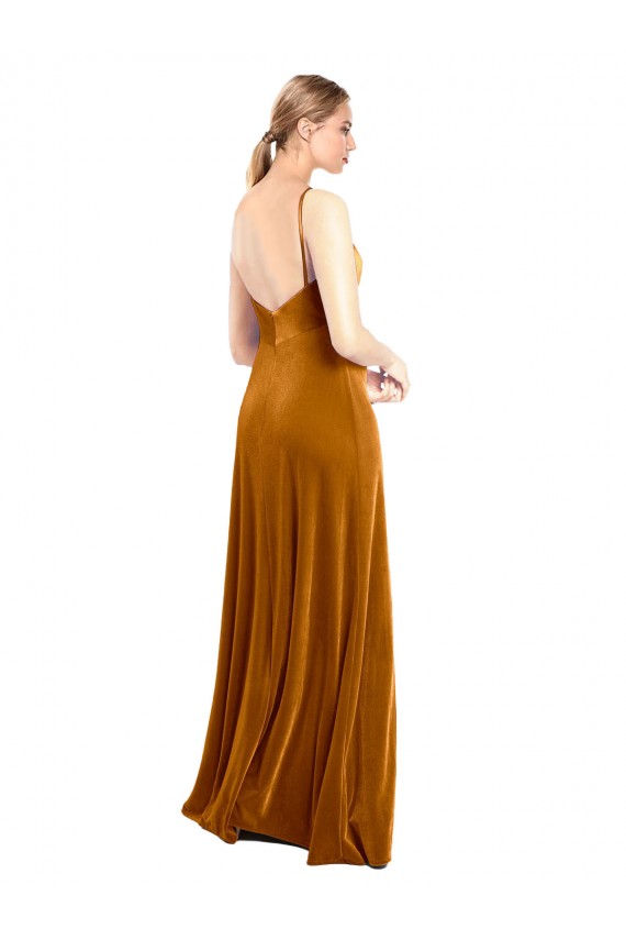 Sleeveless Spaghetti Straps Stretch Velvet A-Line Prom Dress / Bridesmaid Dress Newcastle