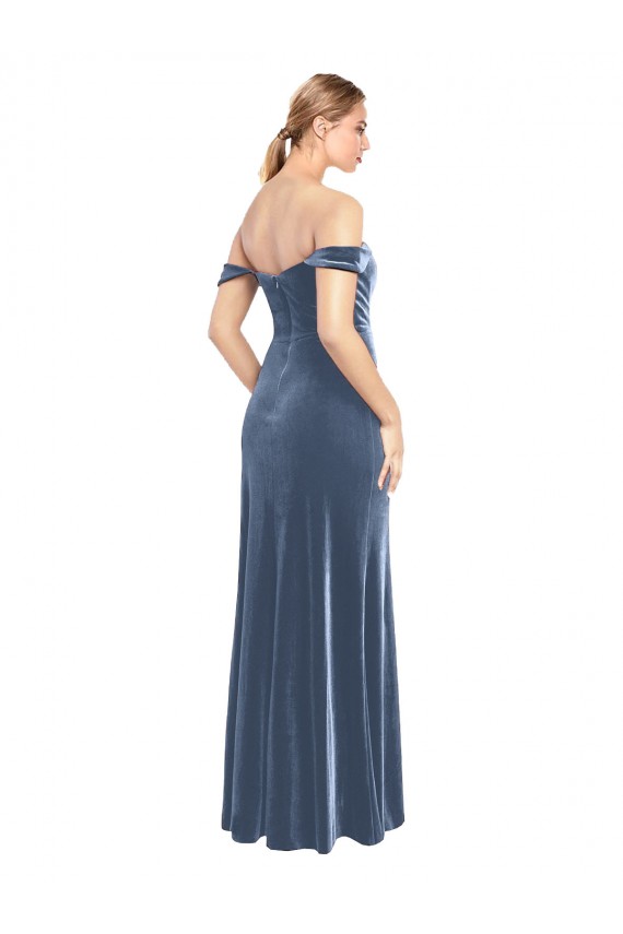 Sleeveless Off the Shoulder Stretch Velvet A-Line Prom Dress / Bridesmaid Dress Newcastle