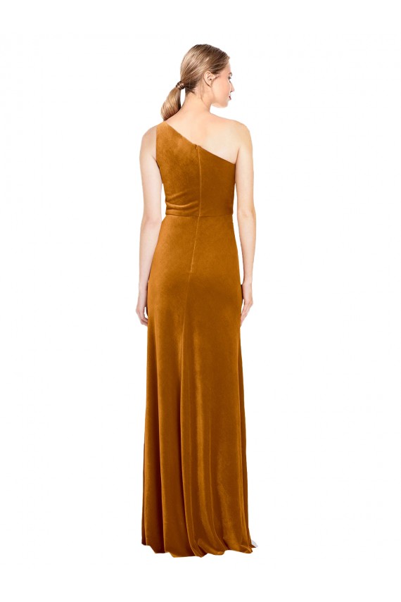 Sleeveless One Shoulder Stretch Velvet A-Line Formal Evening Gown / Prom Dress / Bridesmaid Dress Newcastle