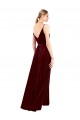 Sleeveless Burgundy V-Neck V-Back Stretch Velvet A-Line Bridesmaid Dress / Evening Dress Newcastle