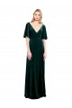 Flutter Sleeves V-Neck V-Back Stretch Velvet A-Line Prom Dress / Bridesmaid Dress Newcastle