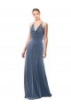 Sleeveless Dusty Blue Spaghetti Straps Keyhole Back Stretch Velvet A-Line Prom Dress / Bridesmaid Dress Newcastle