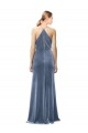 Sleeveless Dusty Blue Spaghetti Straps Keyhole Back Stretch Velvet A-Line Prom Dress / Bridesmaid Dress Newcastle
