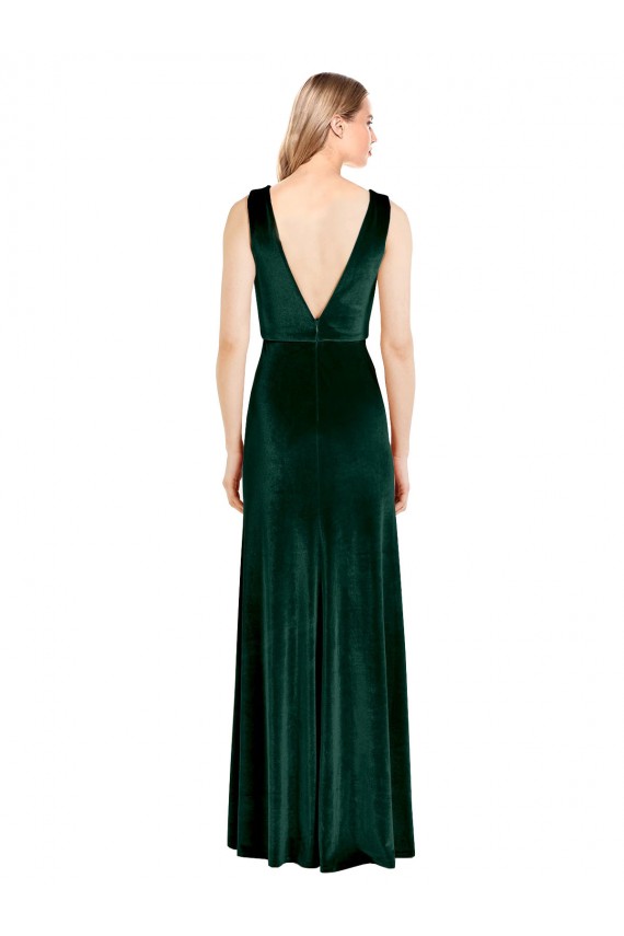 Sleeveless V-Neck V-Back Stretch Velvet A-Line Bridesmaid Dress / Formal Dress Newcastle