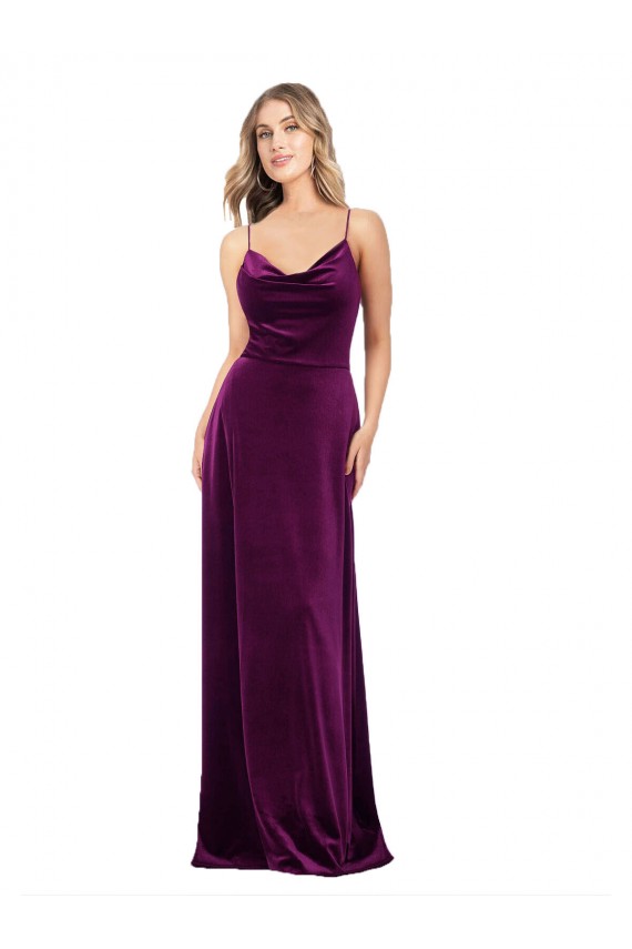 Sleeveless Scoop Neck Criss Cross Back Stretch Velvet A-Line Formal Evening Gown / Prom Dress / Bridesmaid Dress Newcastle