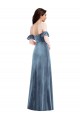 Ruffle Sleeves Off the Shoulder Low Back Stretch Velvet A-Line Formal Dress / Bridesmaid Dress Newcastle