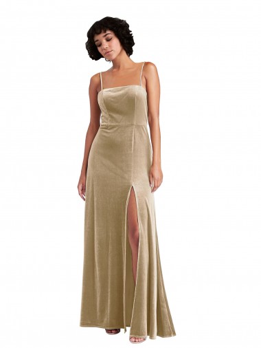 Sleeveless Square Neck Low Back Stretch Velvet A-Line Formal Evening Gown / Prom Dress / Bridesmaid Dress Newcastle