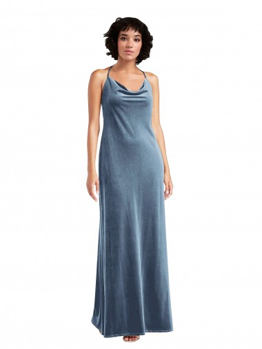 Sleeveless Cowl Neck V-Back Stretch Velvet Sheath Bridesmaid Dress / Evening Dress Newcastle