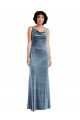 Sleeveless Cowl Neck V-Back Stretch Velvet Sheath Evening Dress / Bridesmaid Dress Newcastle