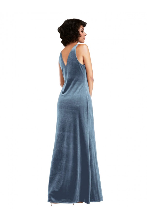 Sleeveless Cowl Neck V-Back Stretch Velvet Sheath Evening Dress / Bridesmaid Dress Newcastle