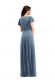 Flutter Sleeves V-Neck Stretch Velvet A-Line Black Tie Evening Gown / Prom Dress / Bridesmaid Dress Newcastle