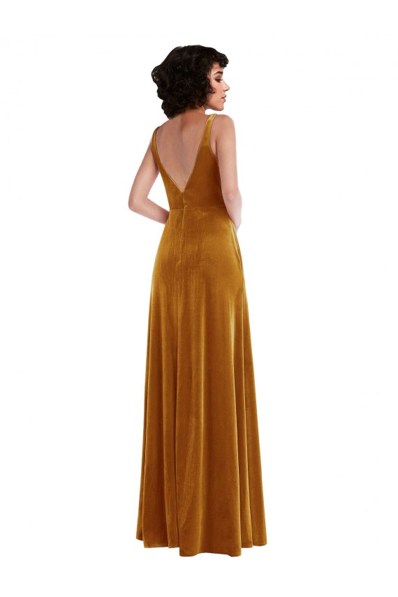 Sleeveless V-Neck V-Back Stretch Velvet Trumpet Semi Formal Evening Dress / Prom Dress / Bridesmaid Dress Newcastle