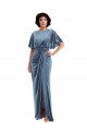 Flutter Sleeves Open Back Stretch Velvet Sheath Semi Formal Evening Dress / Prom Dress / Bridesmaid Dress Newcastle