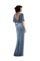 Flutter Sleeves Open Back Stretch Velvet Sheath Semi Formal Evening Dress / Prom Dress / Bridesmaid Dress Newcastle