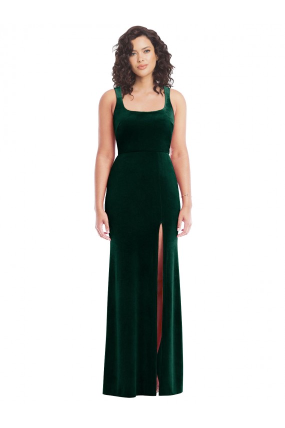 Sleeveless Square Neck Stretch Velvet Trumpet Semi Formal Evening Dress / Prom Dress / Bridesmaid Dress Newcastle