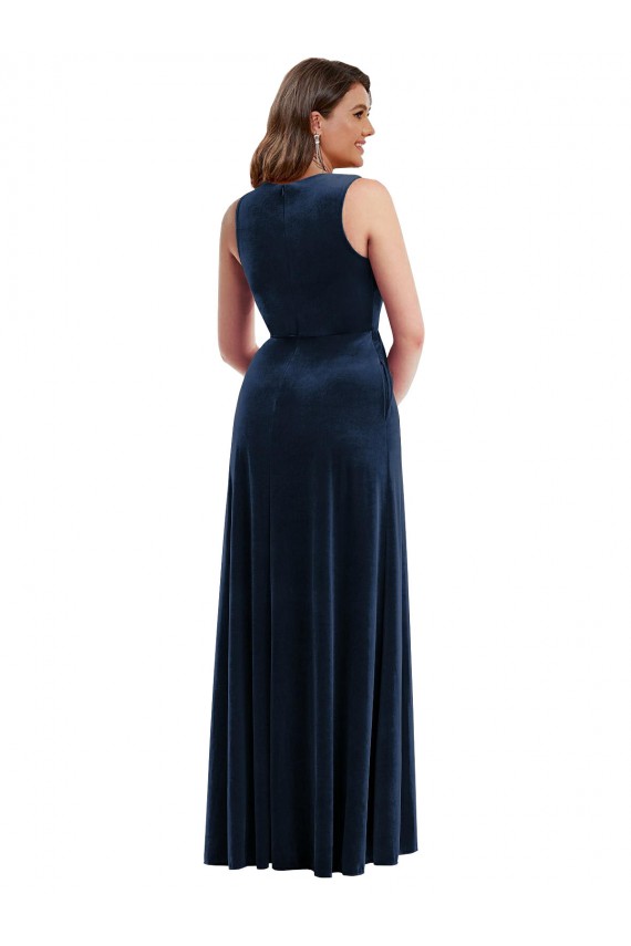 Sleeveless V-Neck Stretch Velvet Sheath Formal Plus Size Evening Gown / Prom Dress / Bridesmaid Dress Newcastle